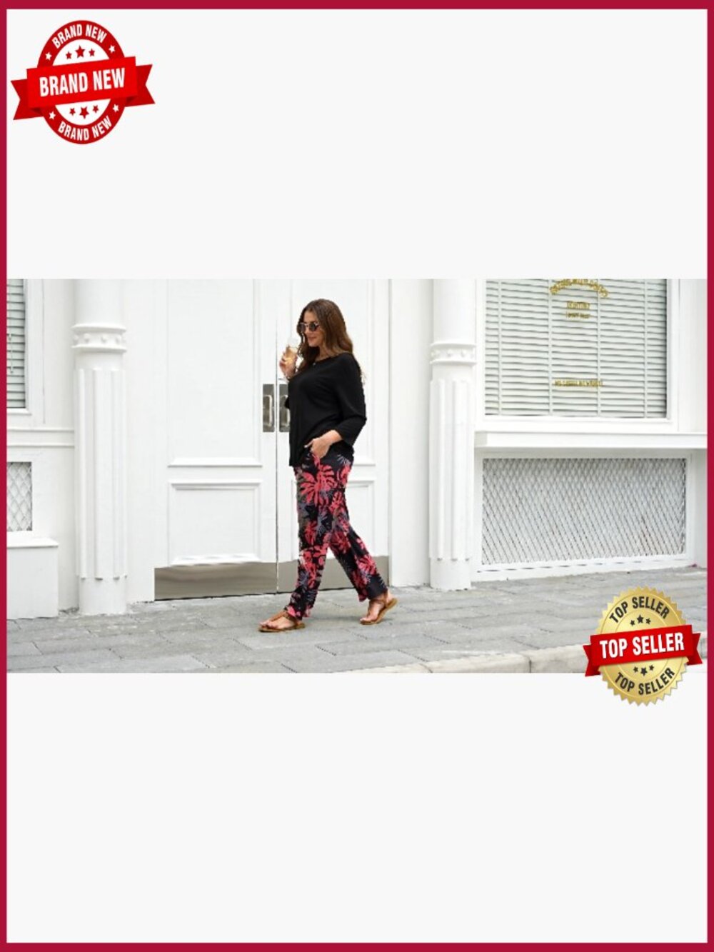 3/4 Sleeve Graphic Tee and Pants Lounge Set with Pockets - Picture 7 of 7